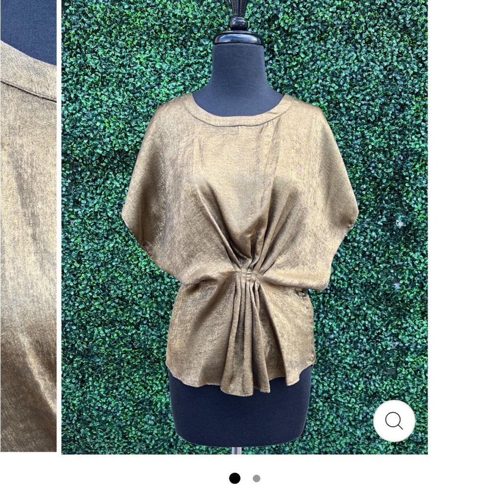 ESQUALO Tan Dolman Sleeve Ruched Blouse